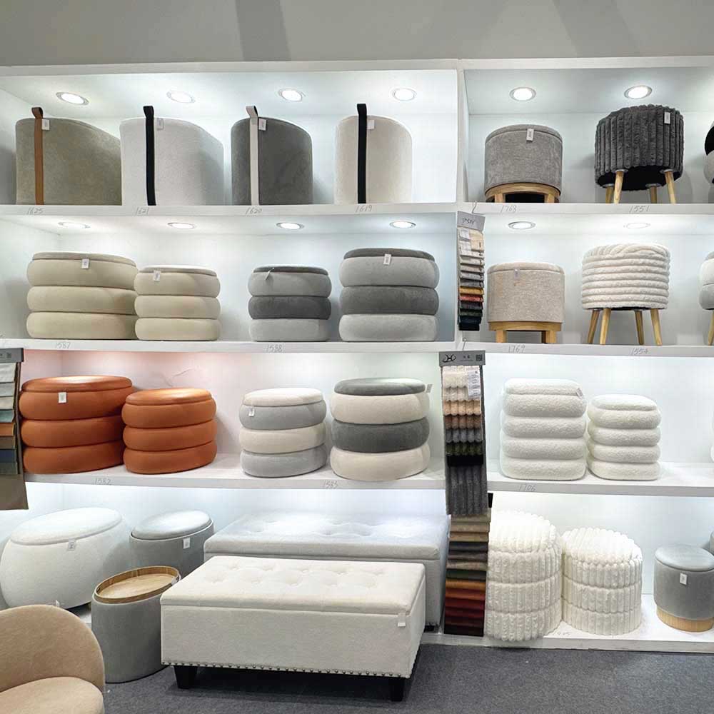 Wholesale Faux Leather Ottoman Custom storage Ottoman 50 sets MOQ Free samples