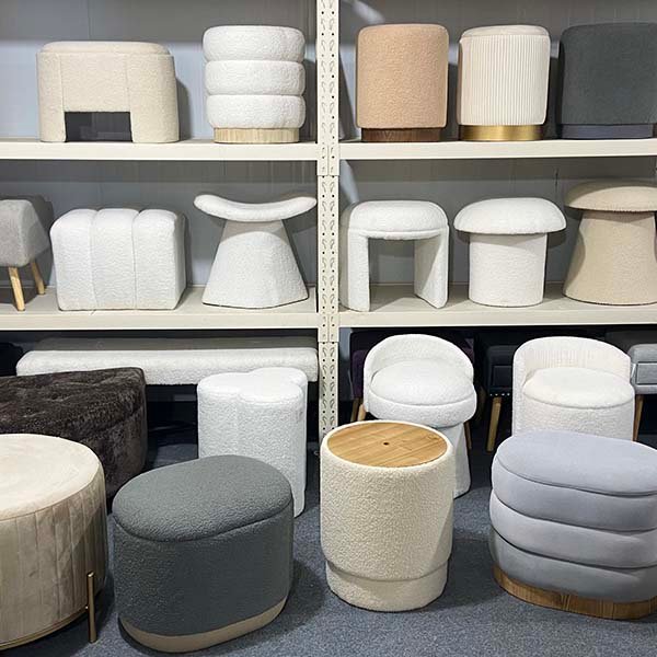 Csutom Gray Storage Ottoman with Wood Leg Upholstered Storage Ottoman