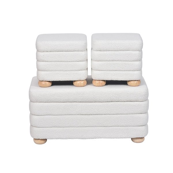 White Storage Bench Ottoman Fabric Bench FSC Facotry Free Samples