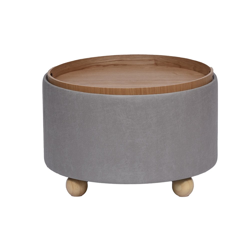 Ottoman Pouf With Tray Synthetic Leather Ottoman Pouf FSC Wholesale Manufacturer