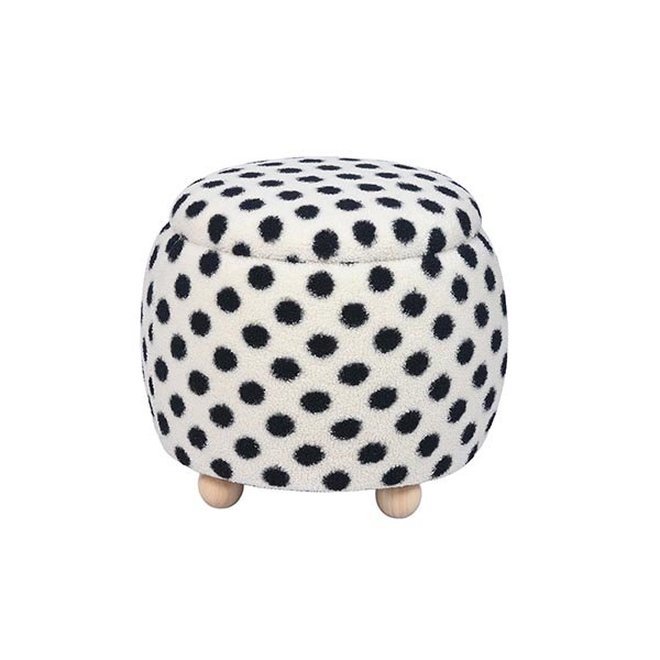 Black White Round Ottoman with Storage Custom Pouf Ottomans Free Samples