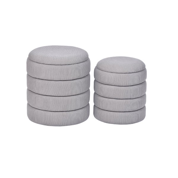 Grey Storage Ottoman Custom Round Ottoman OEM Factory Supply