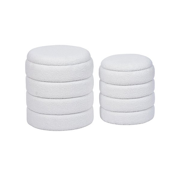 Grey Storage Ottoman Custom Round Ottoman Multi Size for B2B Buyers, Custom Logo Available