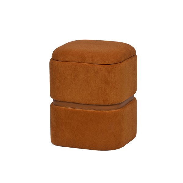 MDF Orange Ottoman Supplier Custom Storage Pouf Wholesale Pricing