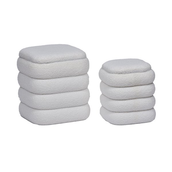 Cube Ottoman Set of 2 Nesting Ottoman Stool with Storage Function