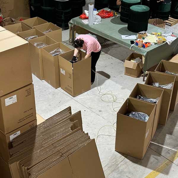 Leather Footstool Upholstered Footstool 40HQ Container options ready for mass B2B programs